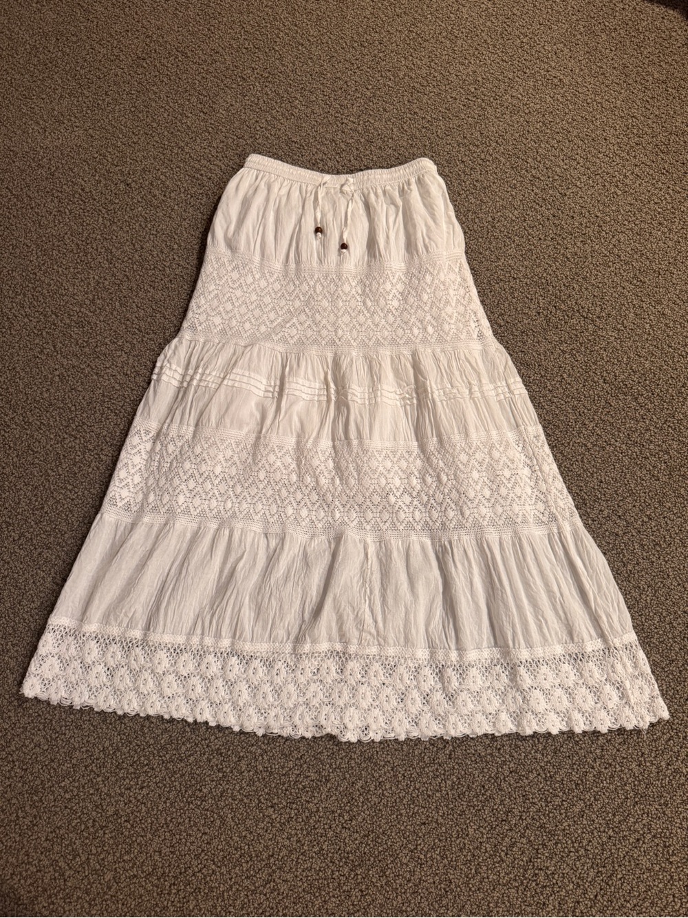 100% cotton lace maxi skirt